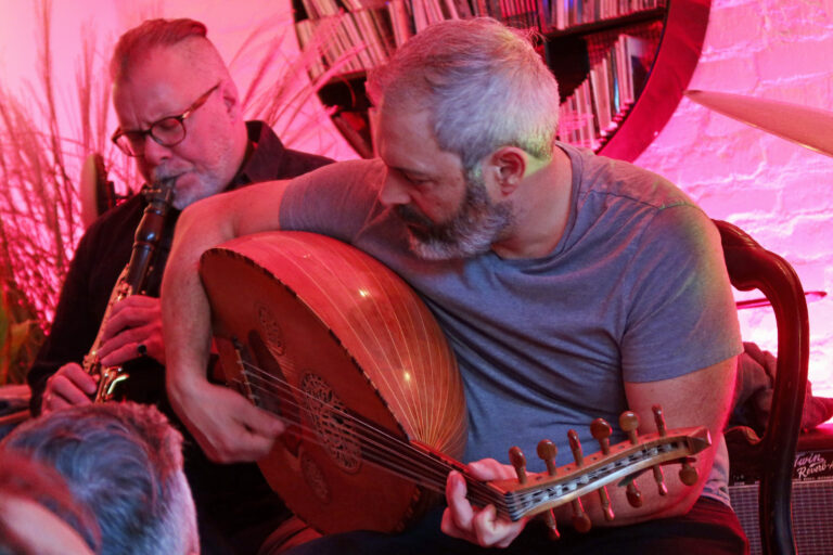 François Houle (basset clarinet) and Gordon Grdina (oud)